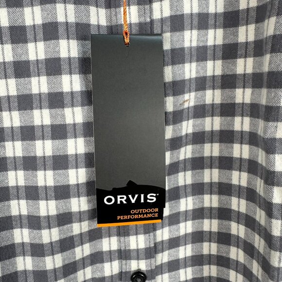 Orvis Women's Long Sleeve Tech Check MarinoWUL+  Flannel Shirt, Dark Grey Color - Picture 7 of 12